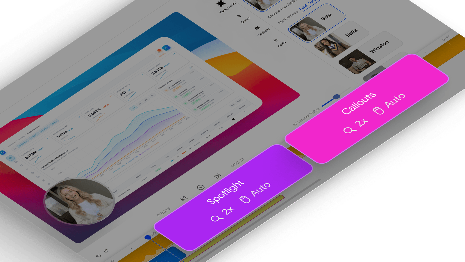 automated zooms, callout, and cursor placement after the product demo generation - Velo